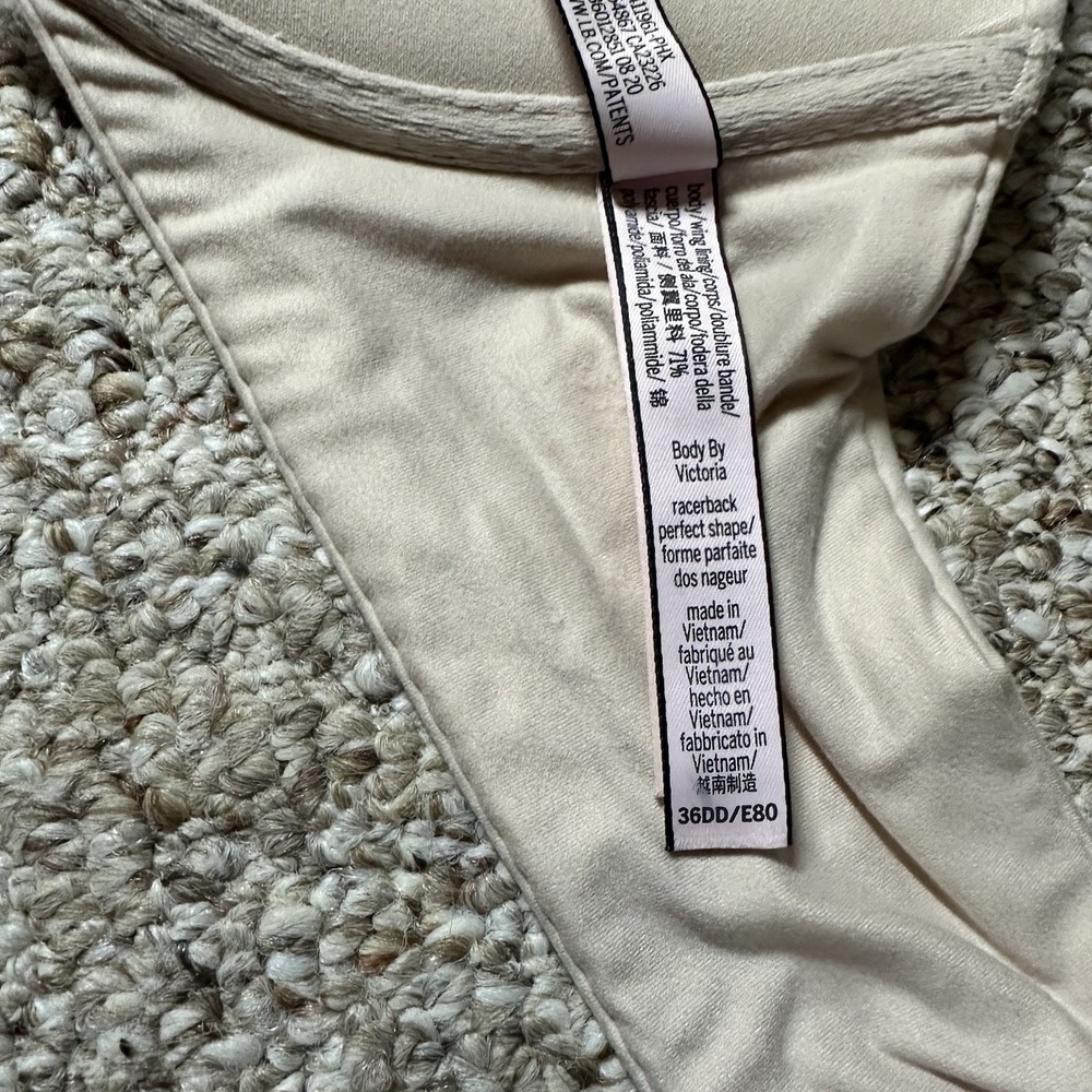Victoria's Secret Body by Victoria Lace Racerback Bra 36DD Nude Front Clasp - Picture 9 of 14